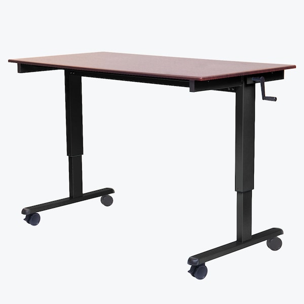 60" High Speed Crank Adjustable Stand Up Desk - Black / Dark Walnut
